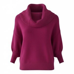 Express Deep Pink Cowl Neck 3/4 Sleeve Angora Blend Sweater Size Small